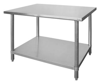 Hendi centralna delovna miza s polico, nerjaveče jeklo, 1800x600x(V)850 mm, ojačana delovna plošča in spodnja polica