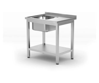 Pomivalno korito s polico, Hendi, Kitchen Line, leva stran, 800x600x(V)850mm