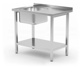 Мивка Hendi Budget Line с рафт, лява вана, 800x600x(H)850 мм