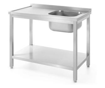 Единична мивка с ляв долен рафт, HENDI, Kitchen Line, 1000x600x(H)850 мм