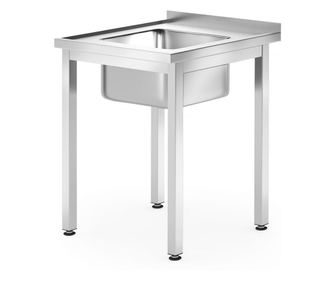 Монтируема на стена единична мивка - заварена, неръждаема стомана, Hendi, Kitchen Line, 600x700x(H)850mm