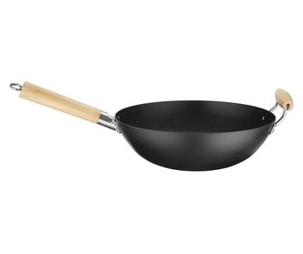 Wok cu maner din lemn Ø 32 cm (H) 100mm otel carbon