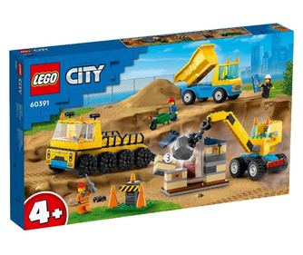 Φορτηγά κατασκευής LEGO CITY και γερανός με μπάλα για κατεδαφίσεις 60391