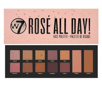 Παλέτα σκιών ματιών και προσώπου, W7, Rose All Day Face Palette, 12 χρώματα