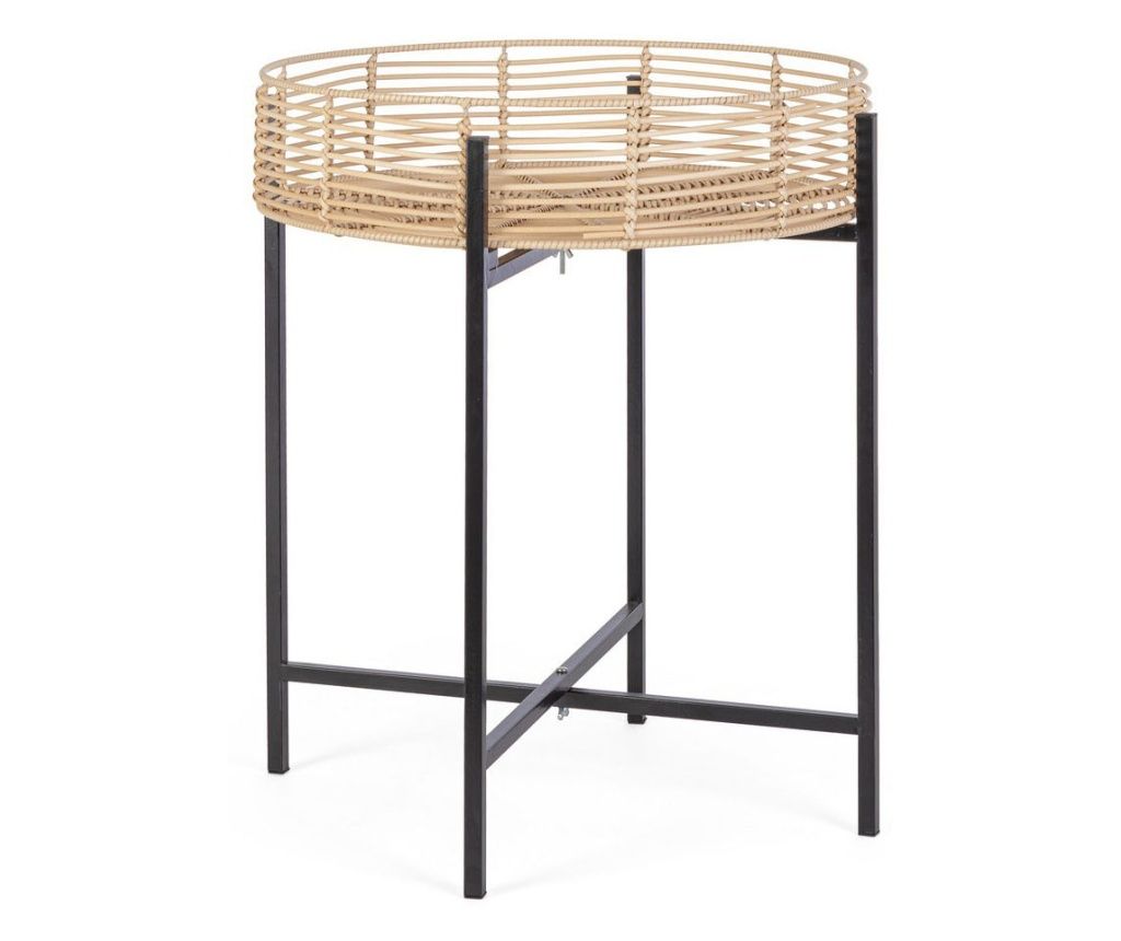 Set of 2 Rendy Coffee Tables Natural-Black Bizzotto