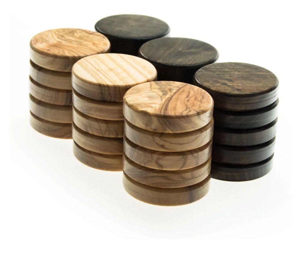 Olive Wood Checkers 36mm Set Brown & Dark Brown