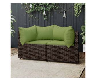 Градински ъглови дивани с възглавници, 2 бр., кафяви, полиратан