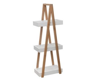 Hromszintes polc, MDF/bambusz, 18 x 30 x 82 cm, barna/fehr