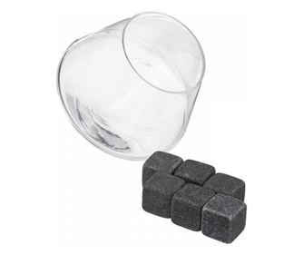 Set servire whisky Gob 2 pahare 300 ml si 6 pietre granit 2 cm