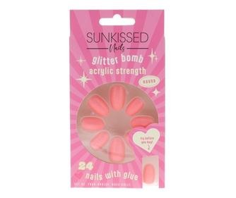 Sada umělých nehtů se třpytkami, Sunkissed, Glitter Bomb, 24 kusů, lepidlo v ceně