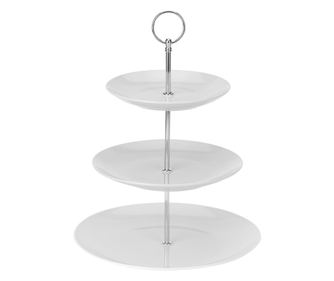 Suport servire cu 3 nivele Excellent Houseware, portelan, 25x34 cm, alb