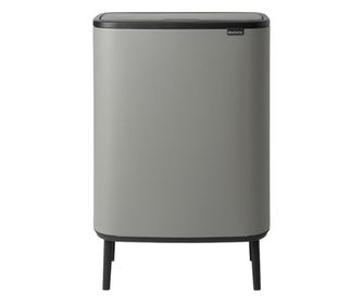 Кош за боклук Brabantia Bo Touch Hi 1001266, 2x30 л, Плътно прилепване към стена, Реглаж на краката, Минерално покритие, Сив