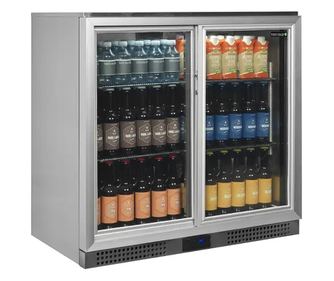 Hűtött vitrin, TEFCOLD, BA26SS, 183 liter, rozsdamentes acél