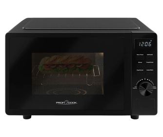 Микровълнова фурна Proficook, 2в1, капацитет 20 литра, керамично дъно без въртяща се чиния, 9 нива на мощност, функция за размра