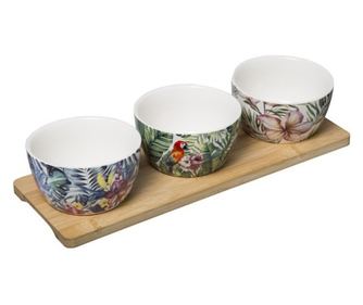 Juno szerviz kszlet, porceln, bambusz, 31x9.8 x6.7 cm