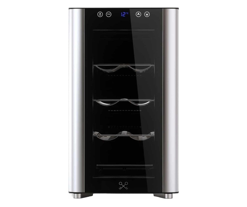 LES PETITS CHAMPS borhűtő, CAVS8, HoReCa/bárokhoz/lakóházhoz, 8 palack, H 46,8 cm, szélesség 26 cm, egy hűtőzóna, állítható hőmé