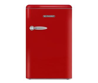 Хладилник с горна камера Schneider SCTT115VR, 109 литра, Клас Е, Червен