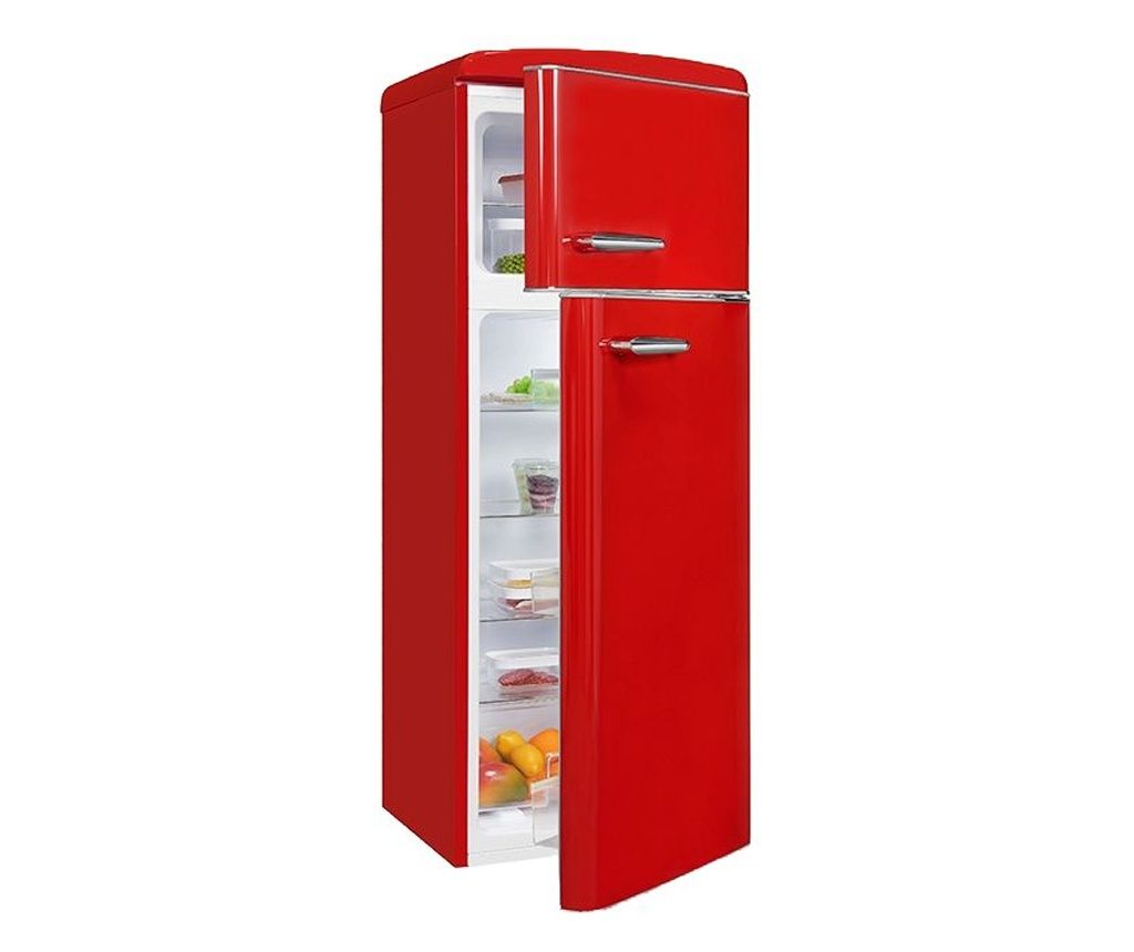 Retro Refrigerator, Exquisit, 206 liters, Red