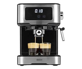 BEEM manuális eszpresszógép, Espresso Touch, őrölt kávéval kompatibilis, tartozékok mellékelve, rozsdamentes acél/fekete