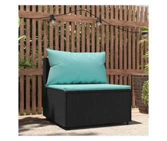 Градинска възглавница за средна канапе, черна, полиратан