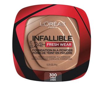 Arcpúder, Loreal, Infallible 24H Fresh Wear, púderes alapozó, 300 borostyán, 9 g