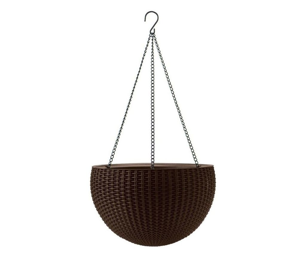 Mercaton Viseća sadilica za cvijeće, PP materijal, UV otporna, imitacija ratana, 58x27 cm, siva