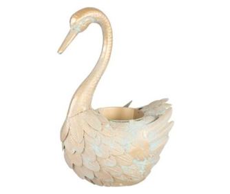 Градинска декорация Mercaton, модел Golden Goose със саксии, металик, 37x19x85 см