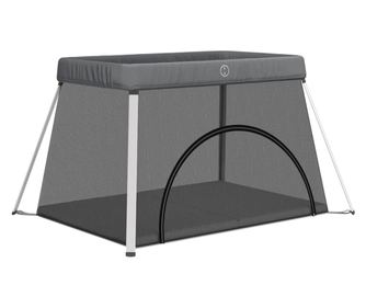 vidaXL Țarc pentru copii cu saltea, gri închis, pânză textil