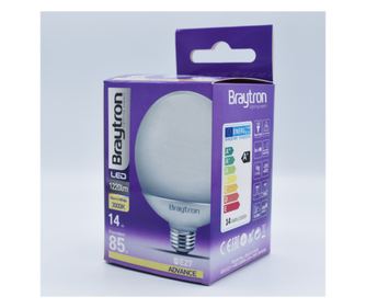 Bec led sferic 14W (85W), E27, G95, 1220lm, lumina calda (3000K), opal, Braytron