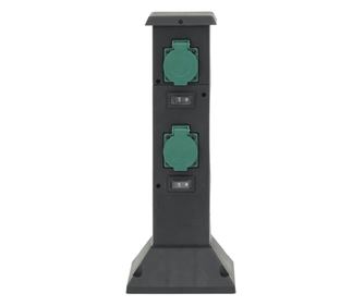 vidaXL Coloană priză de exterior cu 4 căi, negru/verde, 16x16x39,5 cm