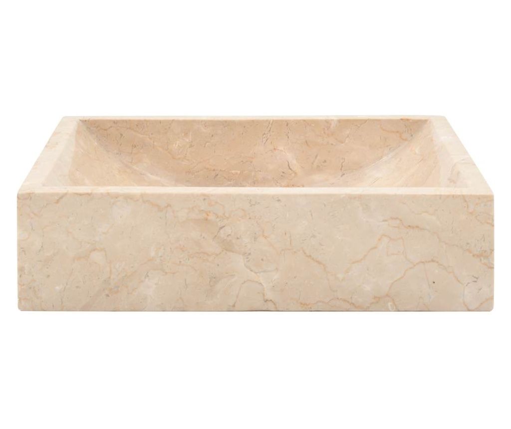 vidaXL Chiuvetă, crem extralucios, 45x30x12 cm, marmură