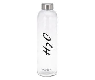 Бутилка за вода Excellent Houseware H2O, Стъкло, 7x25 см, 750 мл, Прозрачна