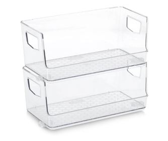 Set 2 cutii depozitare Zeller, stivuibile, plastic, 2x25x12x11 cm, transparent