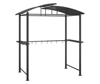 vidaXL Foișor grătar cu rafturi laterale, antracit 210x114x230 cm oțel