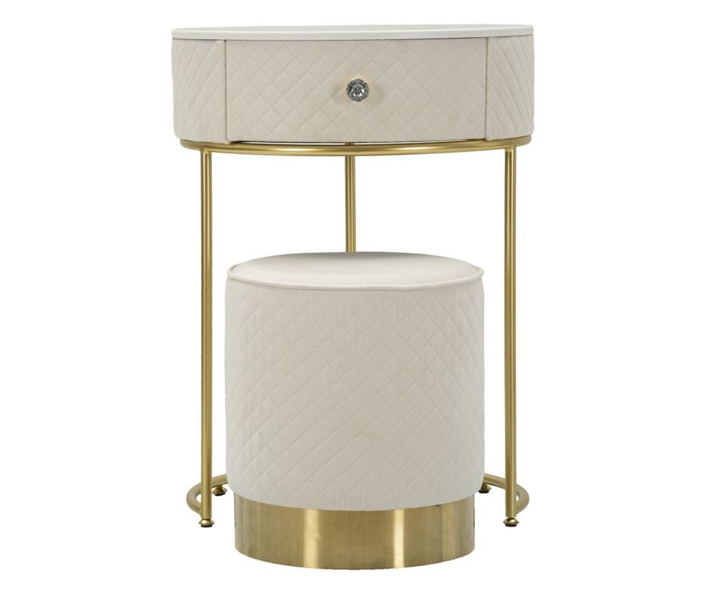 Noćni ormarić/toaletni stolić s tabureom vellit krem ø 52x70 cm - 36x39