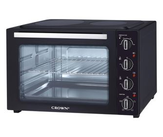 Crown CMO-482CER Kis Sütő, 48 L, 1800 W, 2 Kerámia Főzőlap, 4 Funkció, Termosztát, Fekete