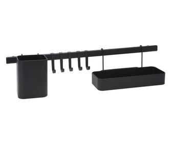 Εξαιρετική οργάνωση κουζίνας οικιακών σκευών, μεταλλική, 60x10x13 cm, μαύρη