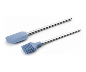 Set 2 ustensile bucatarie Ibili-Ecoprof, silicon, 32 cm, argintiu/albastru