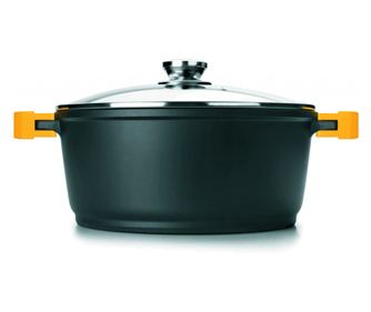 Hrnec Ibili-Evolution s poklicí, hliník, 28x12,5 cm, černá/žlutá