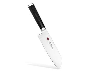 Fissman-Kensei Musashi santoku kés, 67 rétegű damasztacél, 17 cm, ezüst/fekete