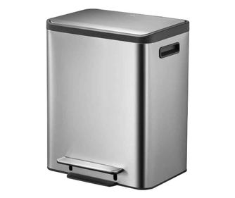 EKO Szemeteskosár, pedállal, űrtartalom 30 liter, 1 kivehető rekesz, ergonomikus, ujjlenyomat mentes rozsdamentes acél test, lág