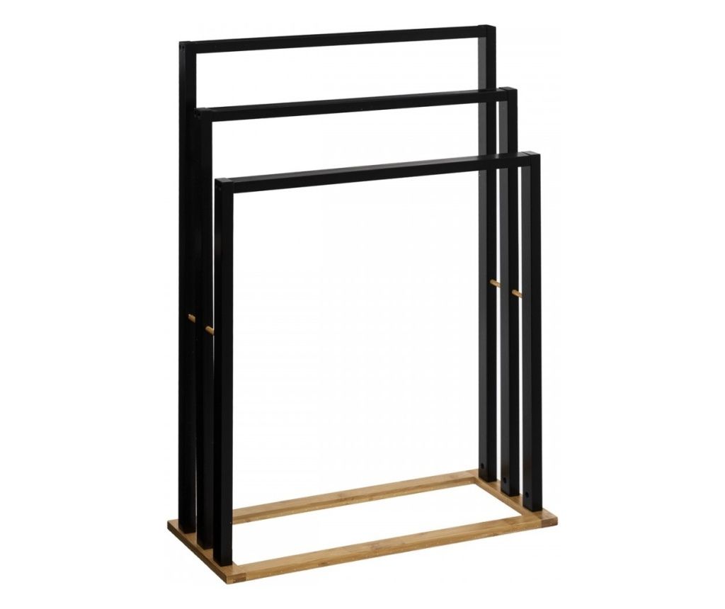 Black Alfred Towel Rack, Wood, 55 x 24 x H 82 cm