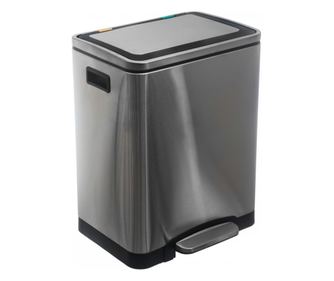 Cos gunoi KOUROU, dublu, 15+15 litri, inox, 40 x l. 33 x H 51cm