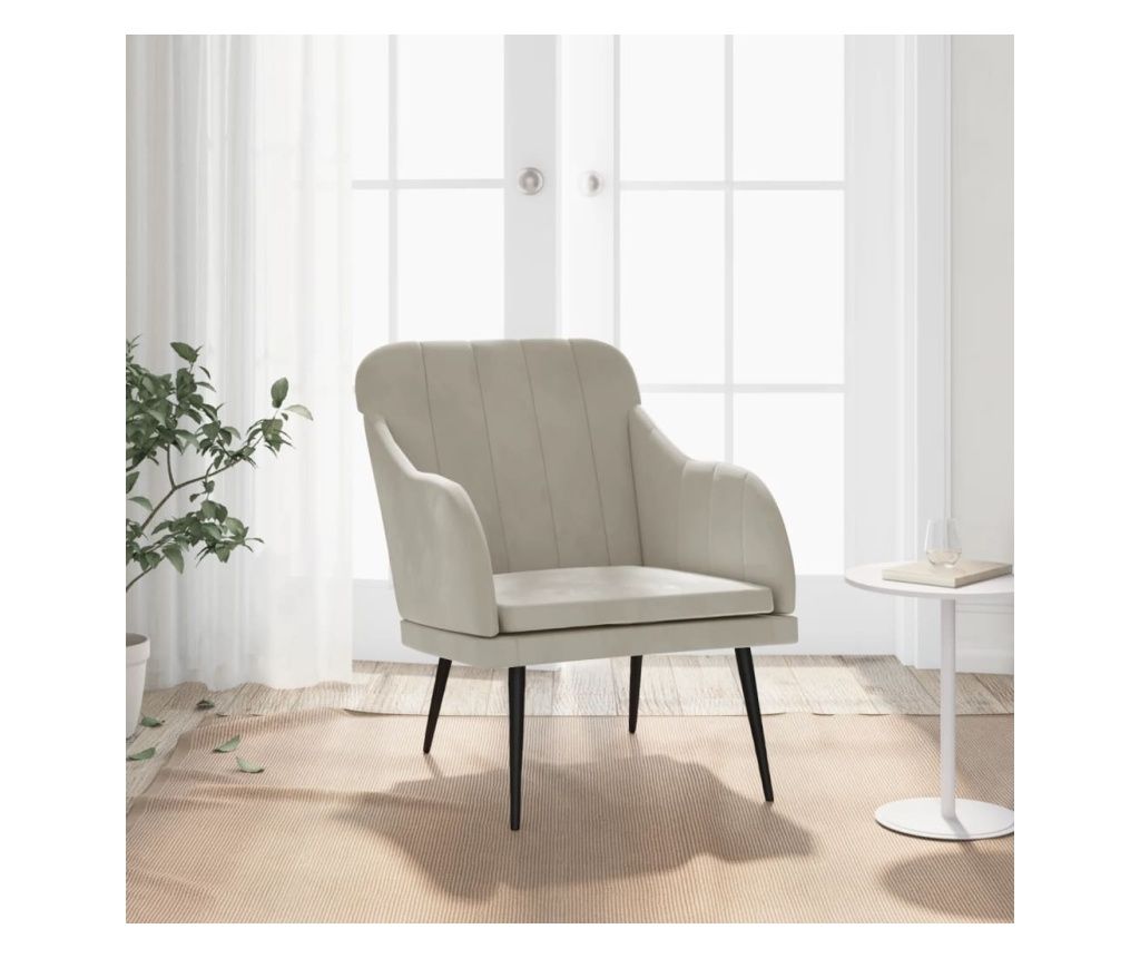 Fotelja, svijetlosiva, 63x76x80 cm, baršun