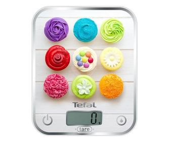 Кухненска везна Tefal BC5122V0 Optiss Delicious Cupcakes, Стъкло, 5 кг, Функция за измерване на течности, Бяла