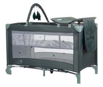 Πτυσσόμενο κρεβάτι με στρώμα αλλαγής Chipolino Luna pastel green