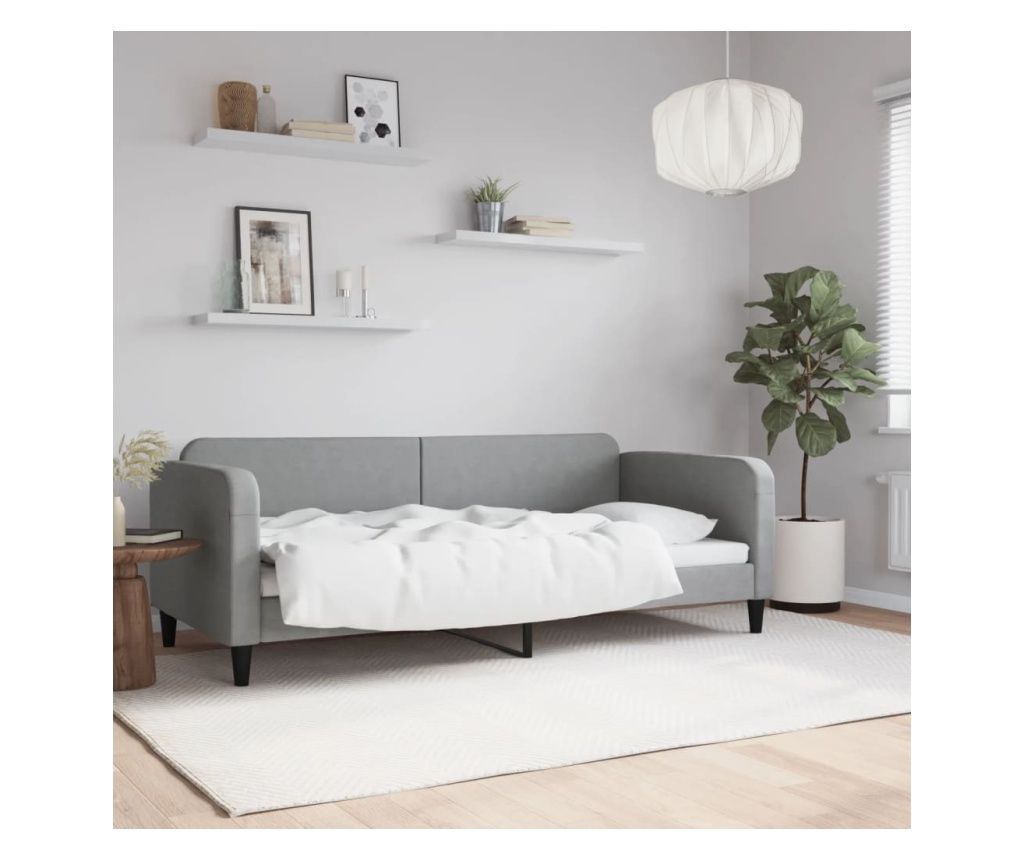 Krevet za dnevni boravak, svijetlosiva, 90x200 cm, tekstilni materijal