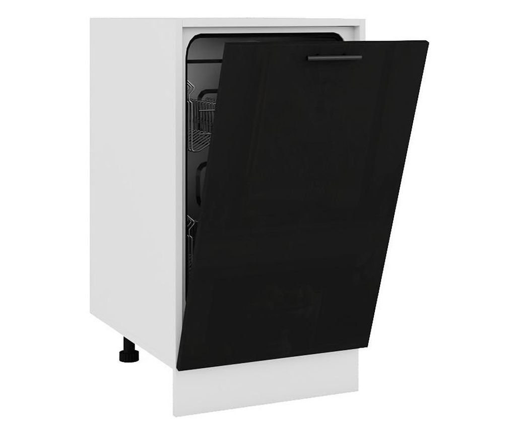 Usa decorativa a masinii de spalat vase, Sani Glamur 45 cm, Negru Lucios