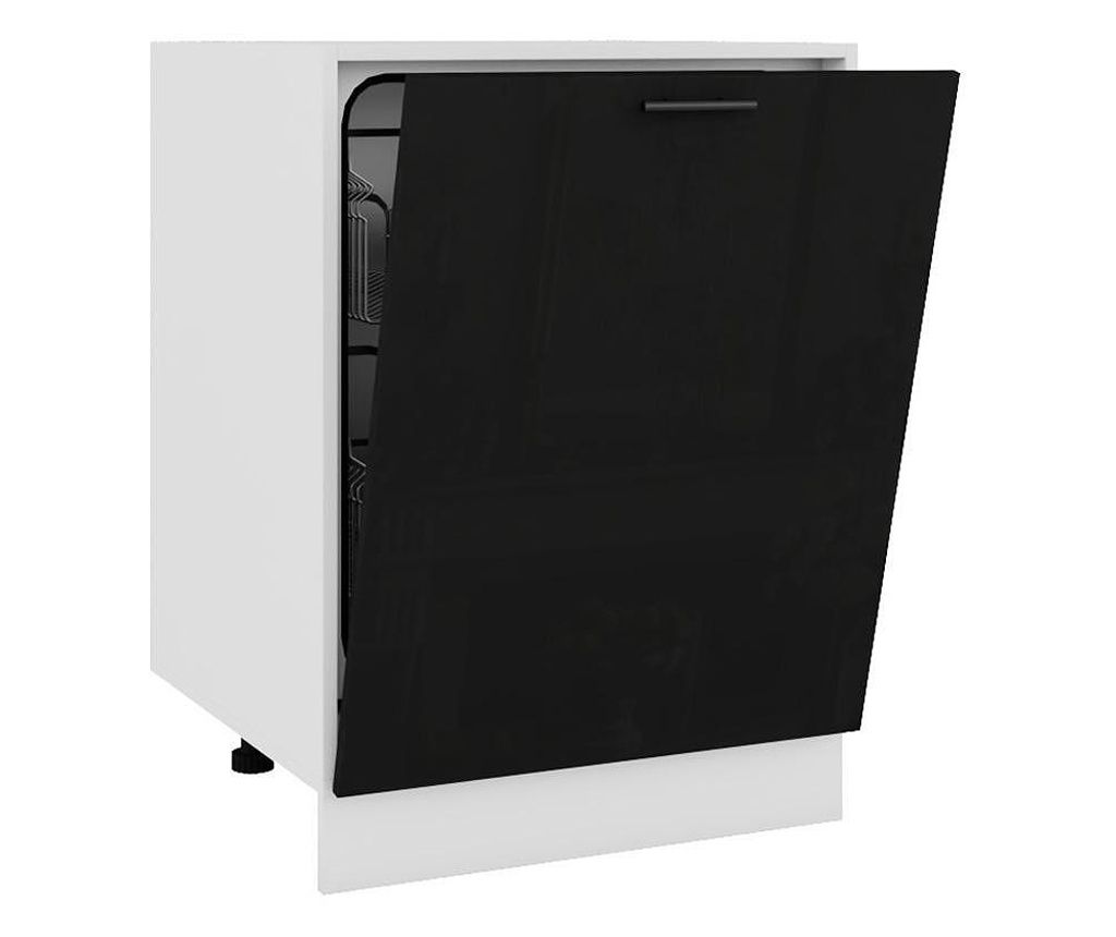 Usa decorativa a masinii de spalat vase, Sani Glamur 60 cm, Negru Lucios