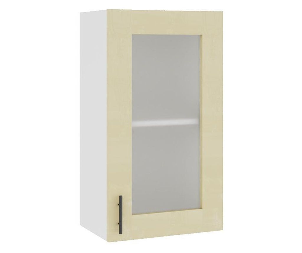 Corp superior de bucatarie cu Vitrina, Sani Glamur, 40x32x72 cm, Bej Lucios